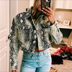 Princess Polly Cropped Snakeskin Jacket
